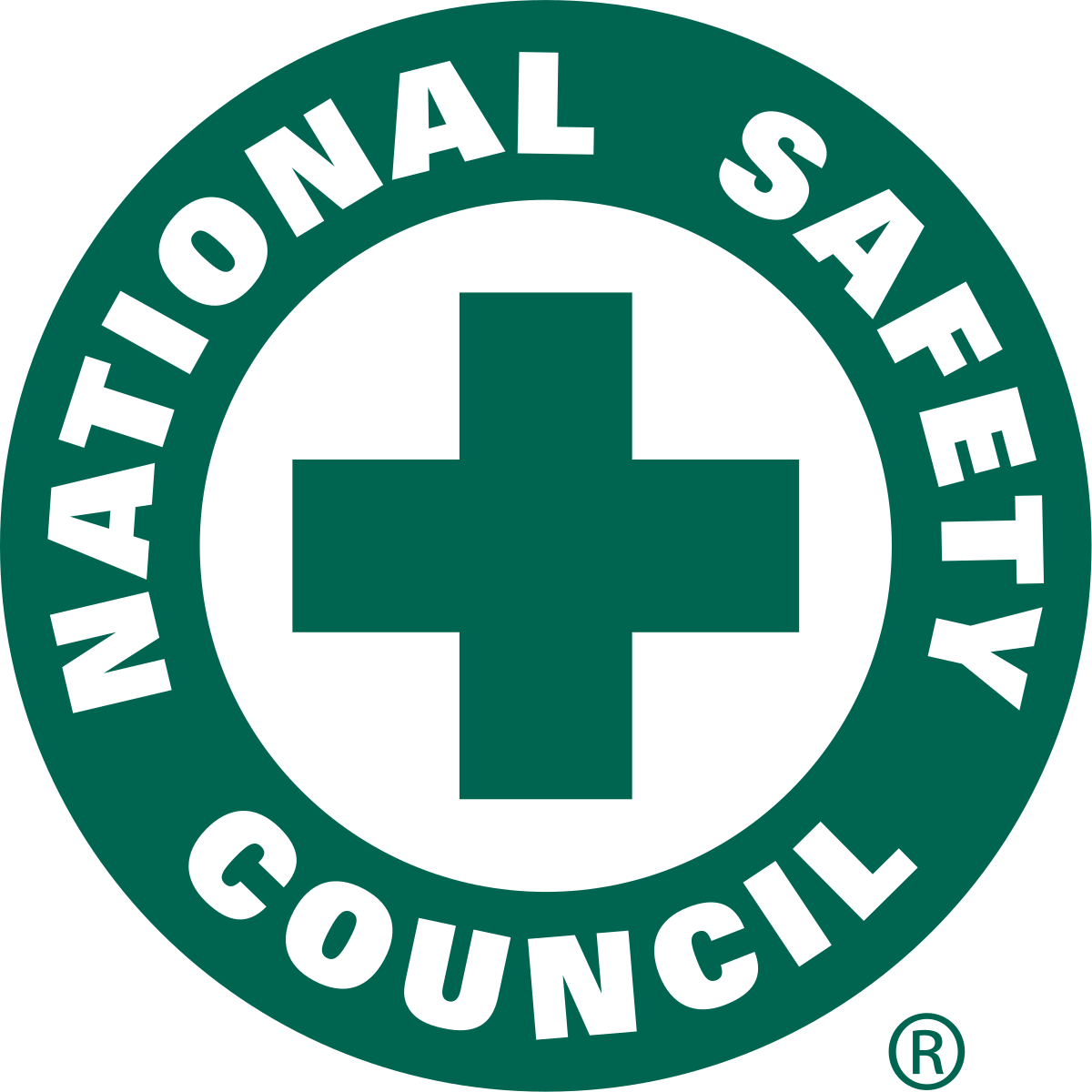 Green and white National Safety Council logo with central white cross.