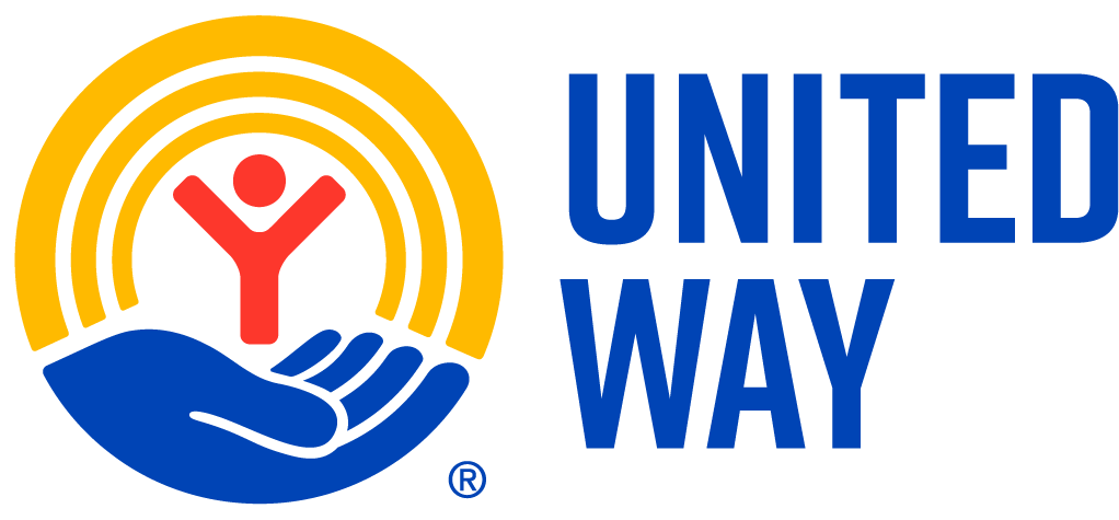 United Way logo: hand, red figure, yellow arcs, blue text.