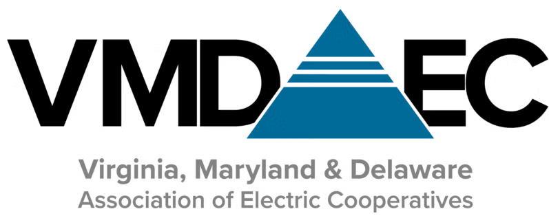 VMD Association of Electric Cooperatives logo: blue triangle, state names.